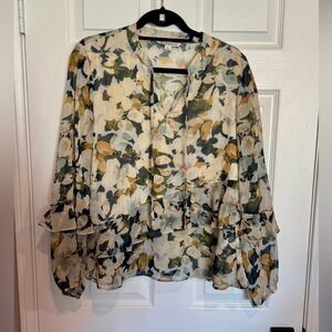 Zac & Rachel Multicolor Floral Blouse Size Large K5